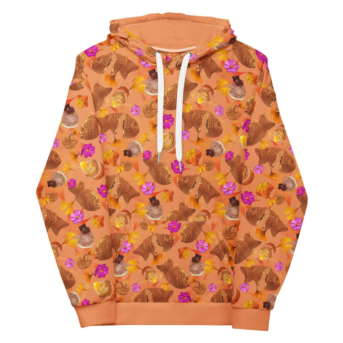 Stylish Momiji Hoodie with vibrant prints and cozy fleece, perfect for fall occasions and comfort.