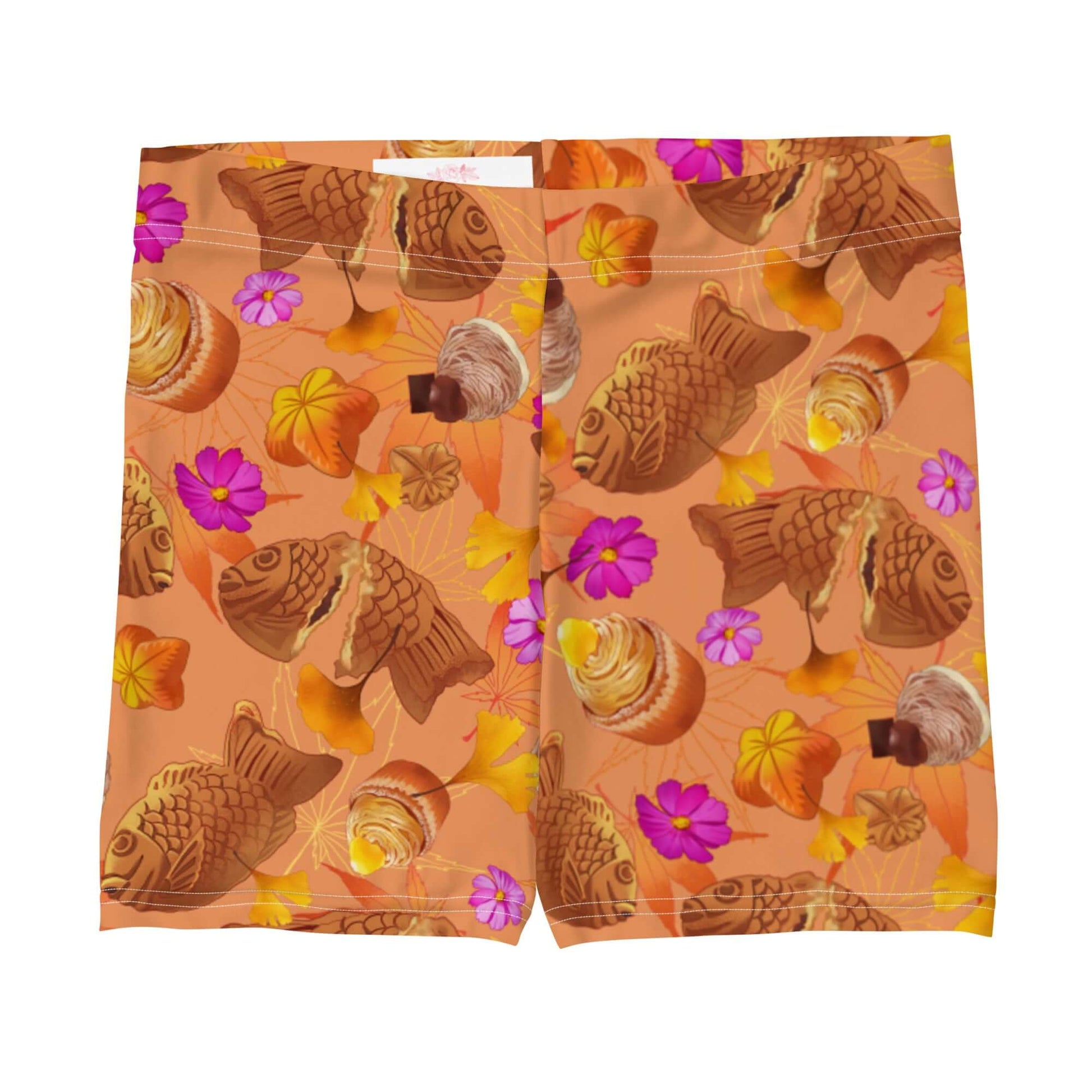 Stylish Momiji Shorts with autumn-themed prints, perfect for running and jumping into fallen leaves this fall.