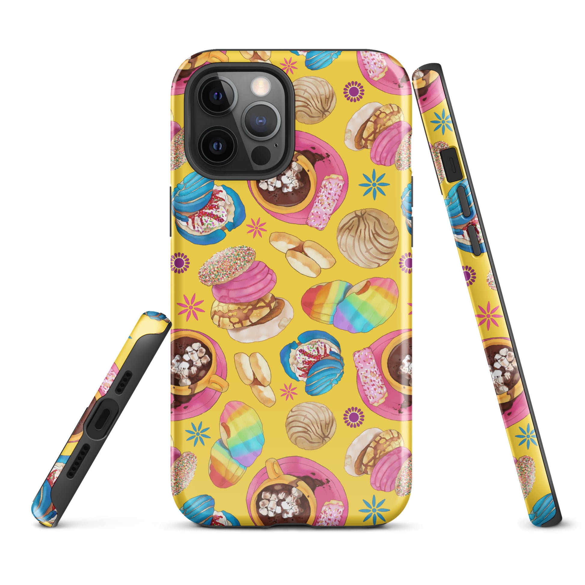 Colorful Pan Dulce iPhone® Tough Case featuring a fun dessert design, perfect for stylish phone protection year-round.