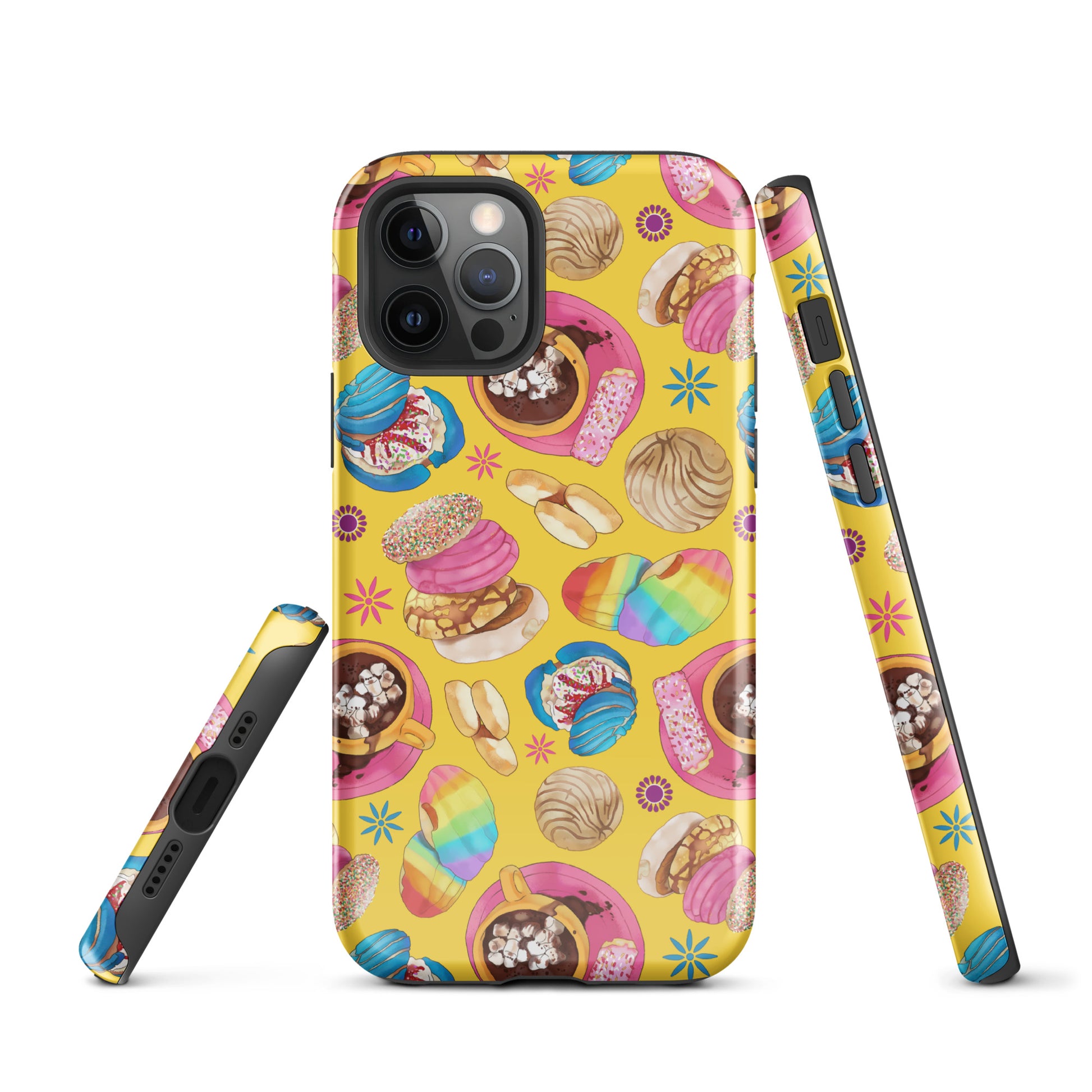 Colorful Pan Dulce iPhone® Tough Case featuring sweet treats design, perfect for stylish phone protection year-round.