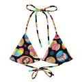 Bright and fun Pan Dulce Padded String Bikini Top featuring an eco-friendly all-over print, perfect for summer styling.