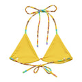 Bright yellow Pan Dulce Padded String Bikini Top featuring eco-friendly materials and stylish adjustable straps.