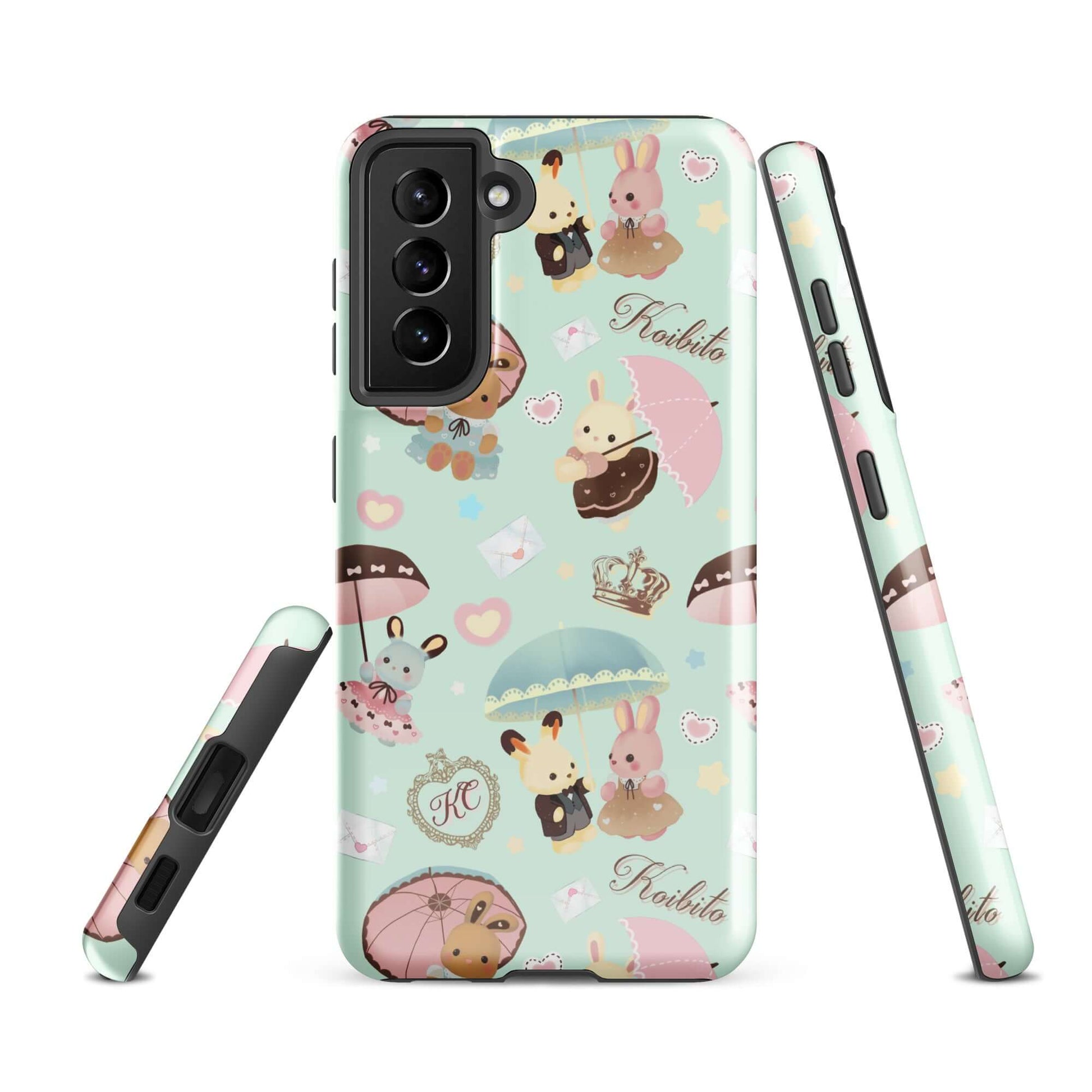 Colorful Parasol Bunny Samsung® Tough Case showcases adorable bunnies, offering stylish protection for your device.
