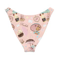 V-cut bikini bottom in pink featuring adorable animal prints and patterns, perfect for stylish summer fun.