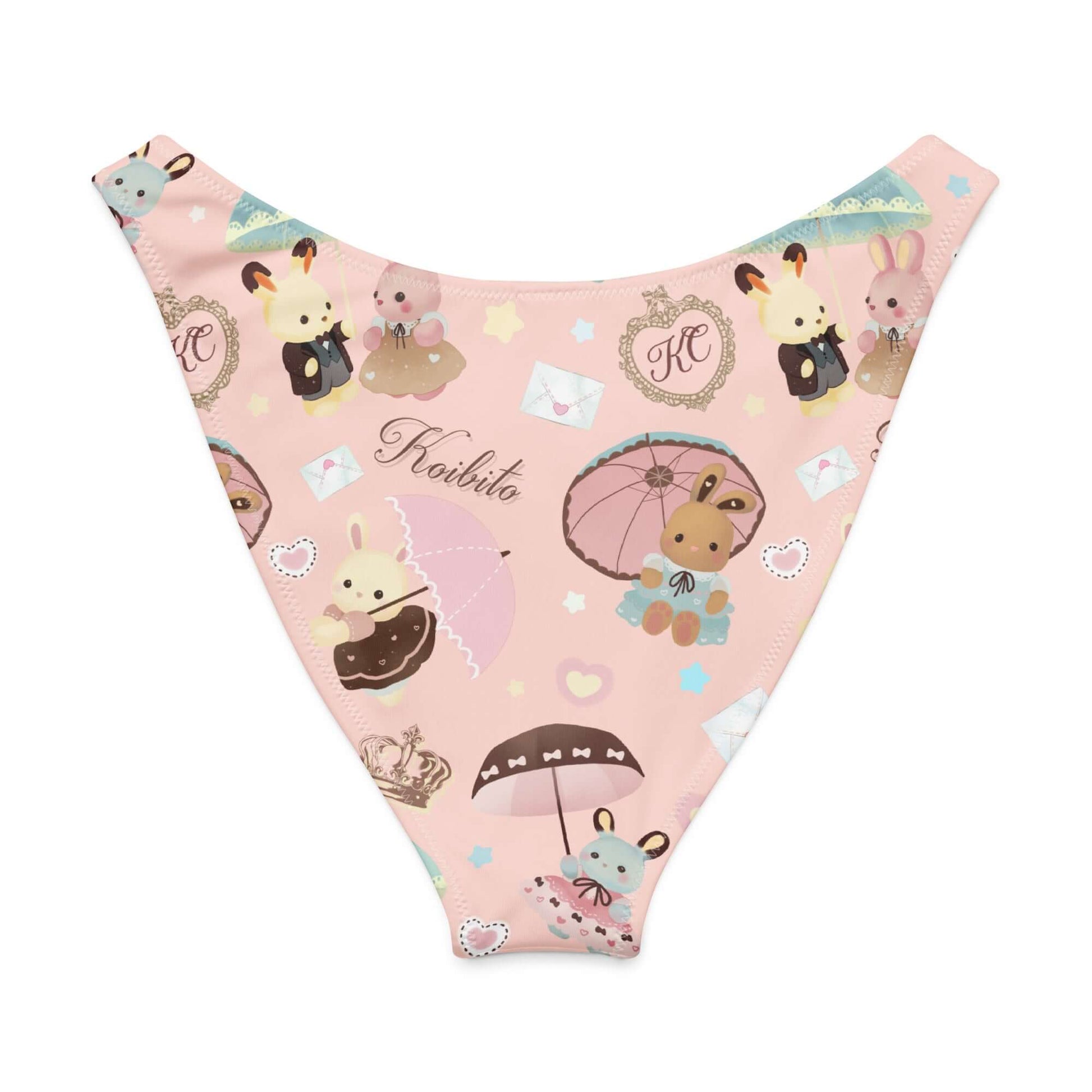 V-cut bikini bottom in pink featuring adorable animal prints and patterns, perfect for stylish summer fun.