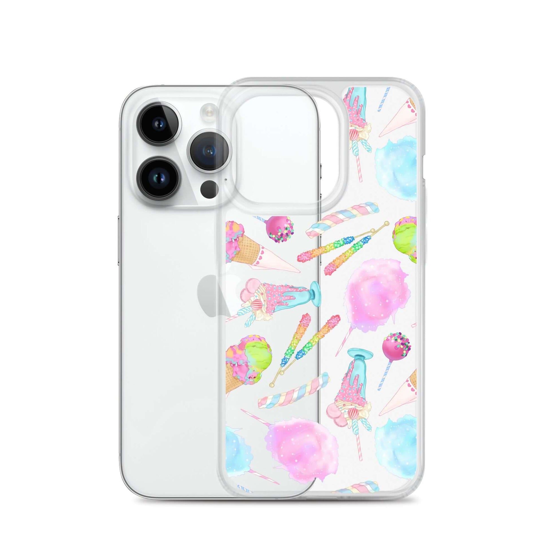 Colorful Rainbow Candy iPhone® Clear Case featuring a fun design, perfect for protecting your phone with style.