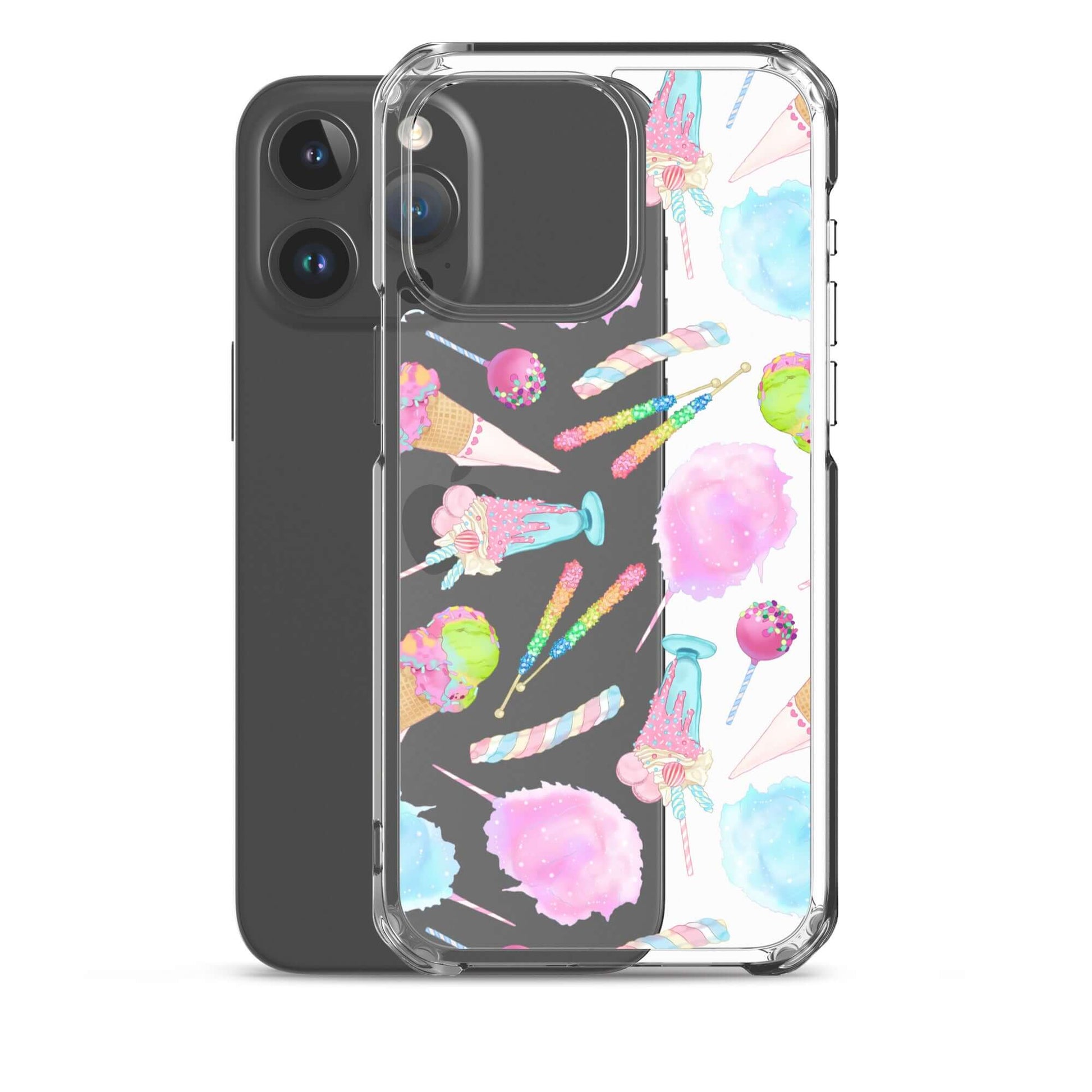 Colorful Rainbow Candy iPhone® Clear Case showcasing fun designs, protecting your device with style and durability.