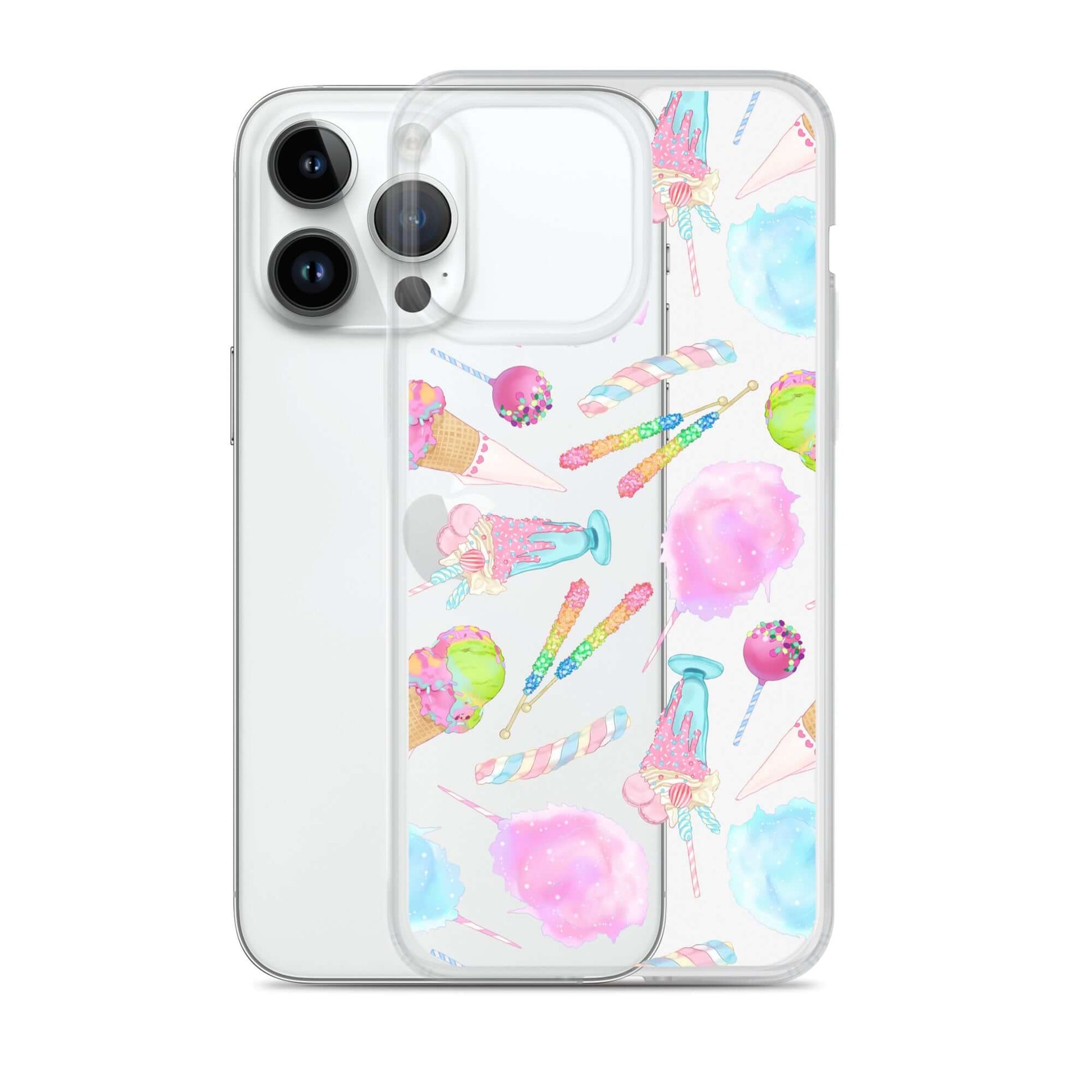 Colorful Rainbow Candy iPhone® Clear Case featuring fun designs, providing protection against scratches and dirt.
