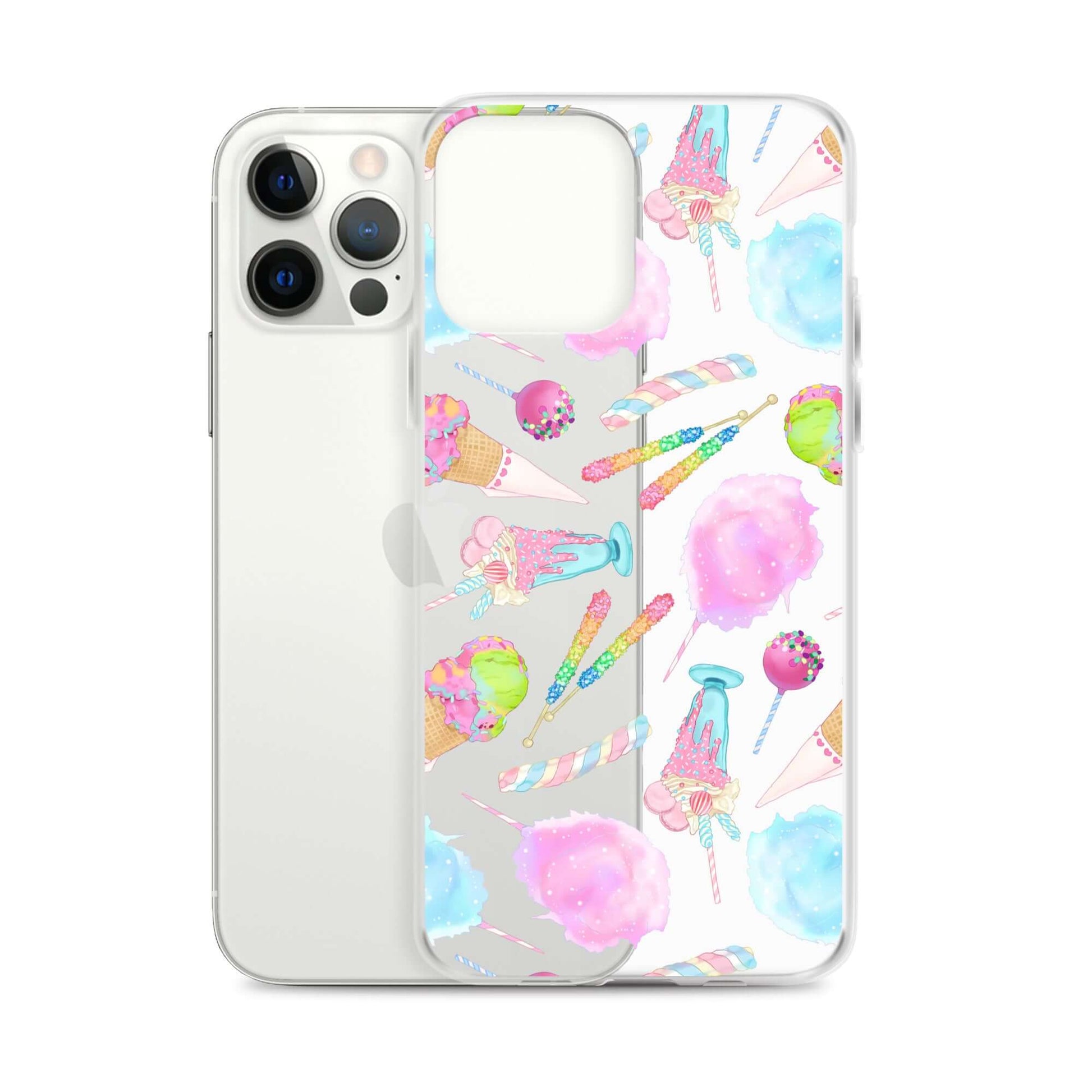 Colorful Rainbow Candy iPhone® Clear Case with flexible sides, offering stylish protection against scratches and dirt.