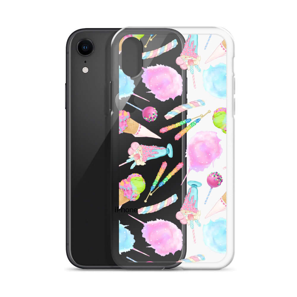Rainbow Candy iPhone® Clear Case showcases a vibrant design while offering protection against scratches and dirt.