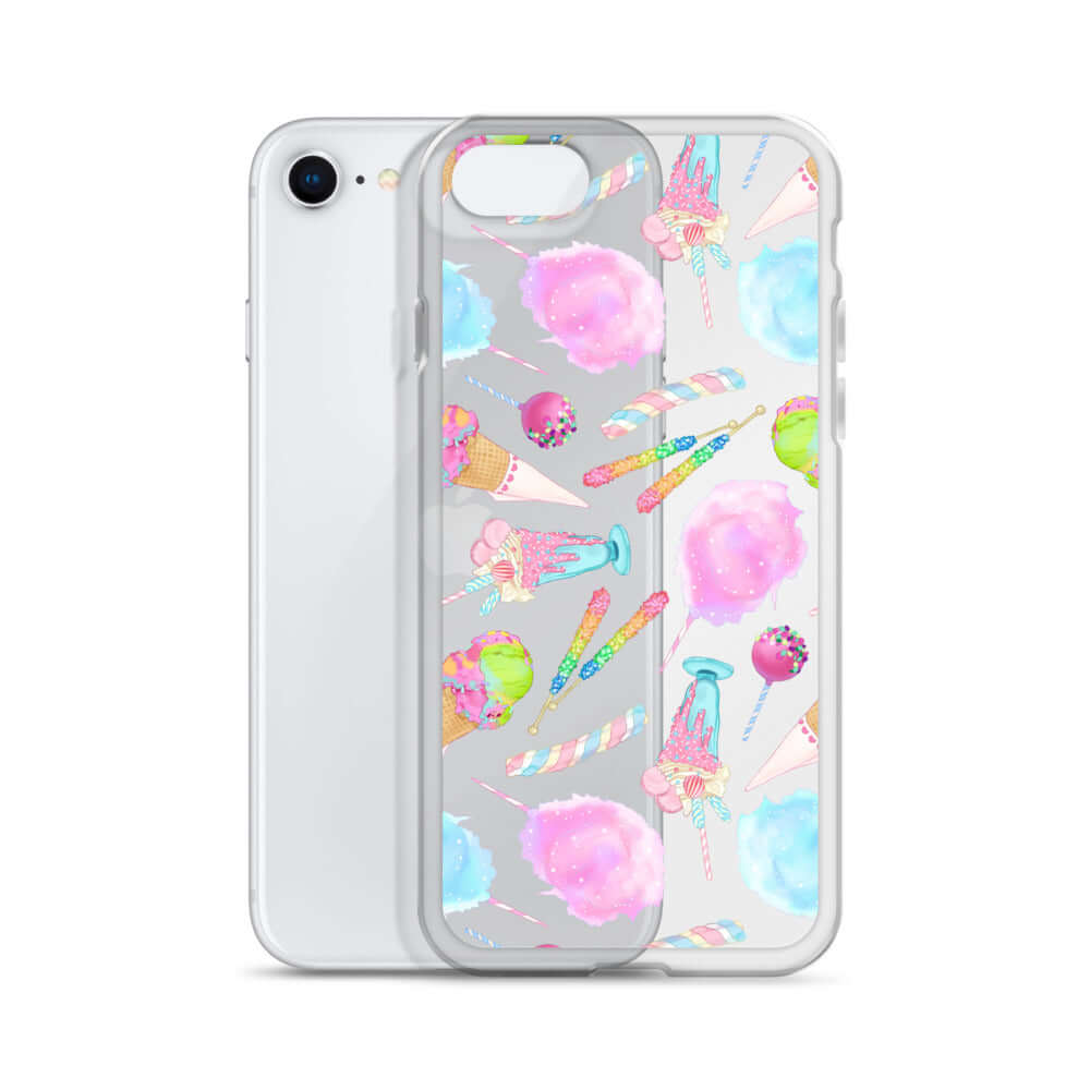 Rainbow Candy iPhone® Clear Case featuring colorful designs, protecting your phone from scratches and dirt. Perfect accessory!