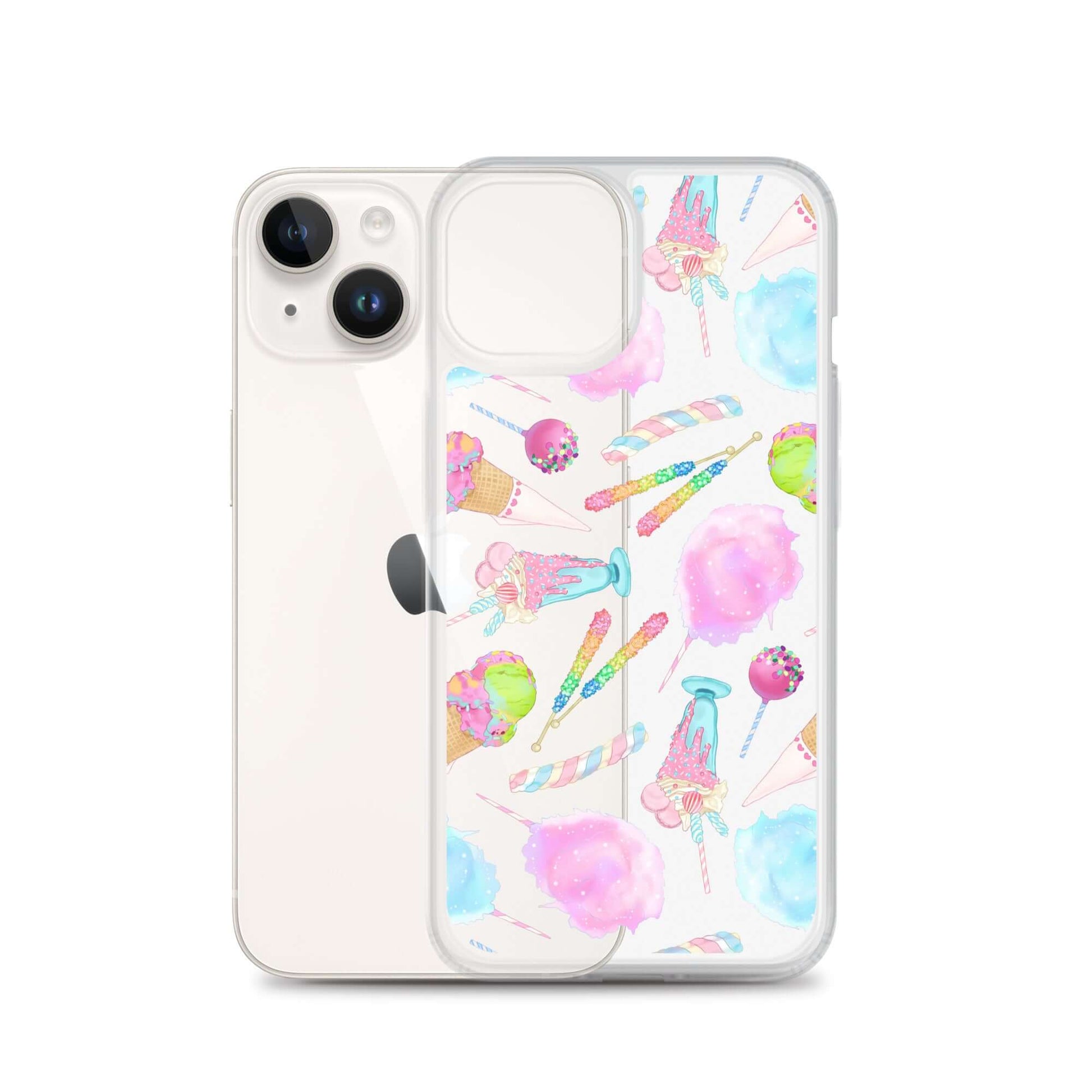 Colorful Rainbow Candy iPhone® Clear Case featuring a fun design, offering protection from scratches and dirt.