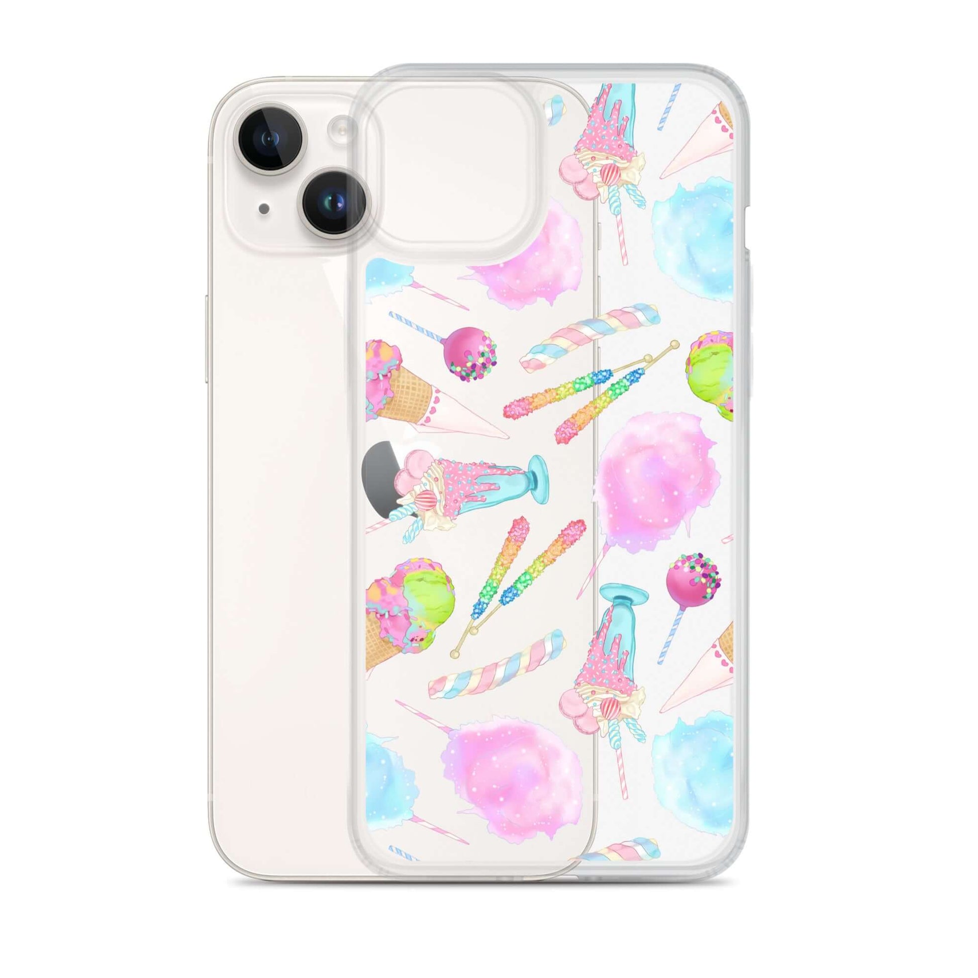 Colorful Rainbow Candy iPhone® Clear Case featuring a playful design, protecting your phone with style and ease.