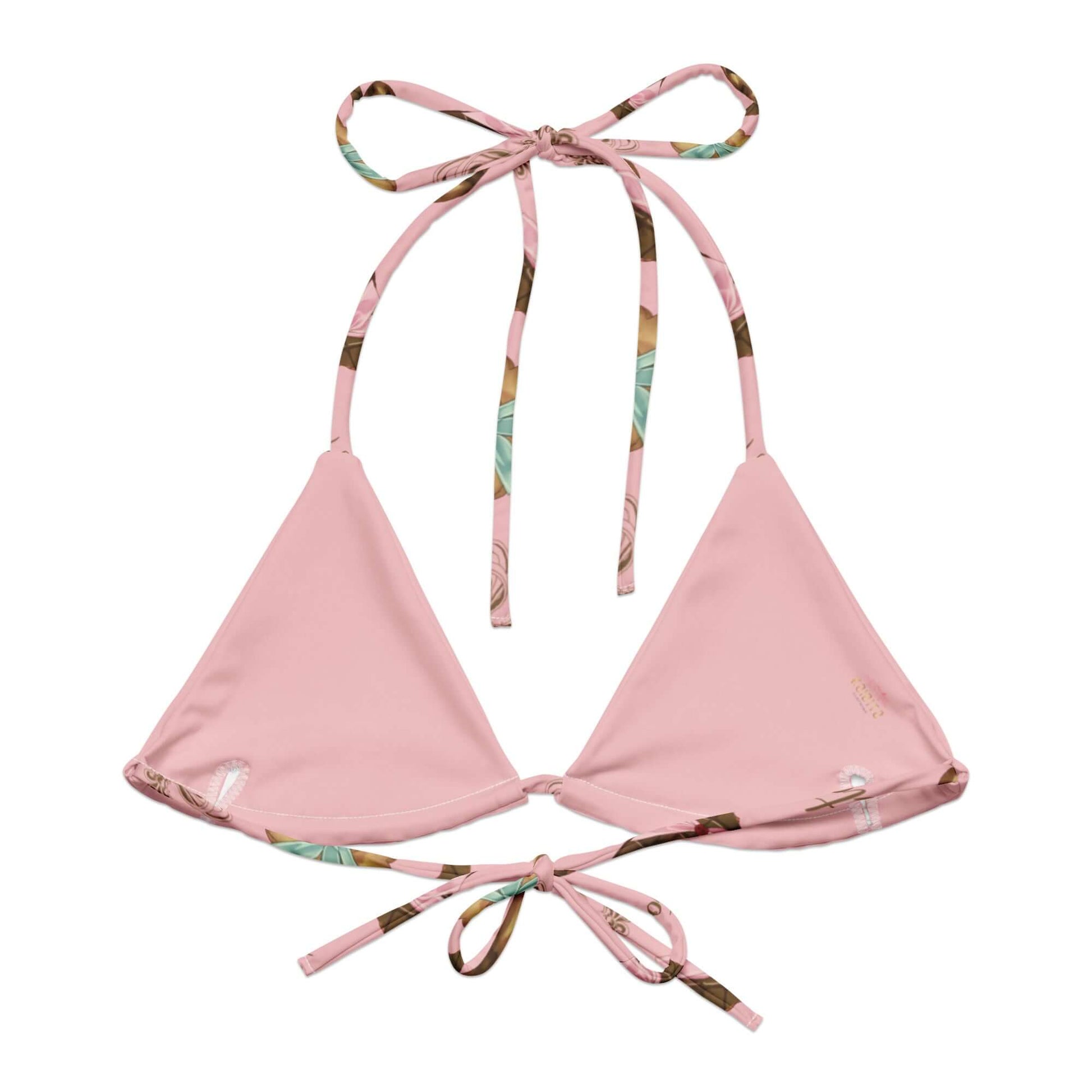 Stylish Royal Cookie Padded String Bikini Top, eco-friendly with soft recycled fabric and adjustable straps for summer fun.