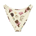 Royal V-cut bikini bottom with chocolate and dessert print, soft fabric, UPF 50+ sun protection for sunny beach days.