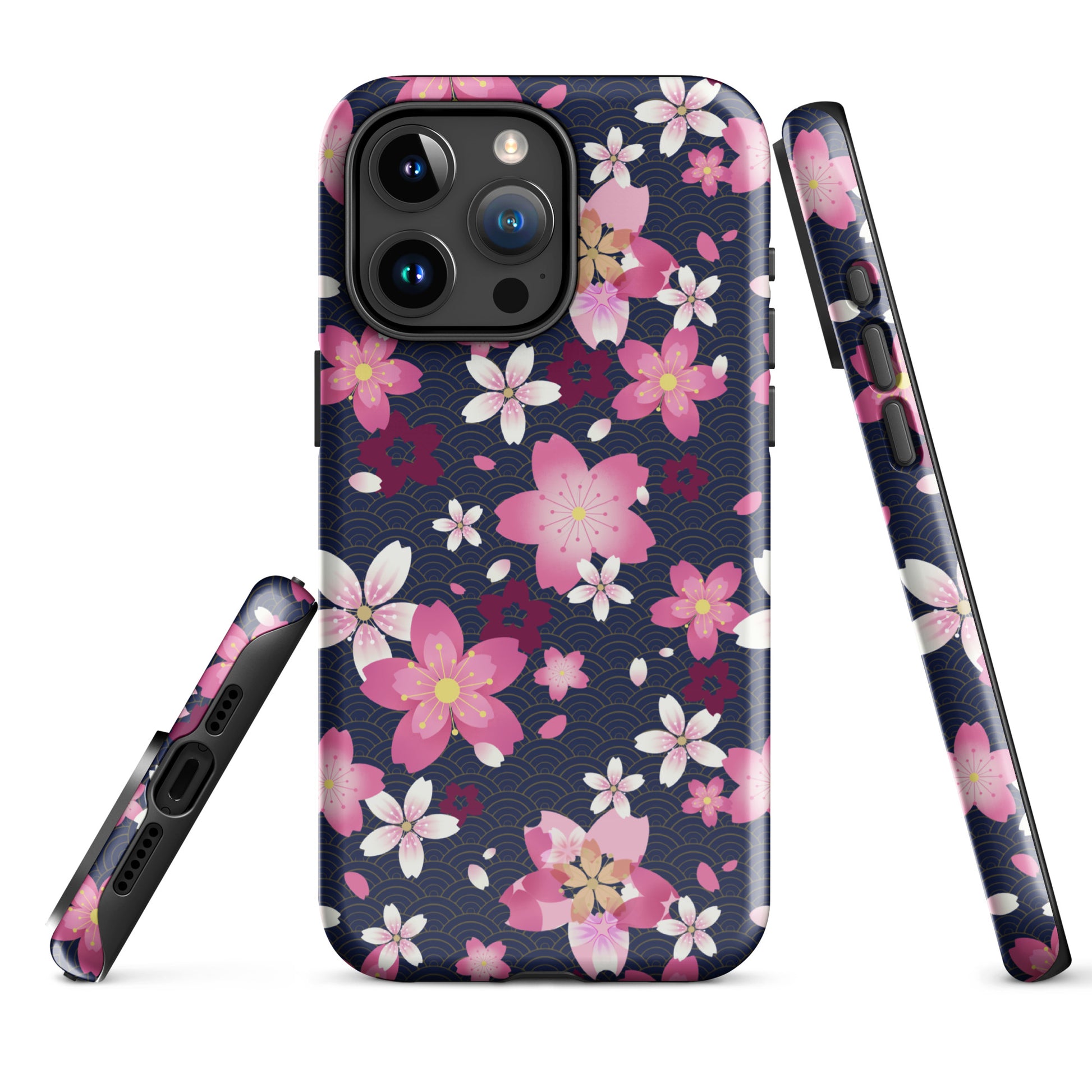 Stylish Sakura iPhone® Tough Case featuring durable dual-layer protection with a beautiful floral design.