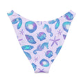 V-cut bikini bottom featuring a vibrant sea-themed pattern with shells and starfish on a pastel background.