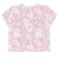 Snow Puppy Crop Top features a cute pink design with playful puppies, perfect for casual outings or workouts.