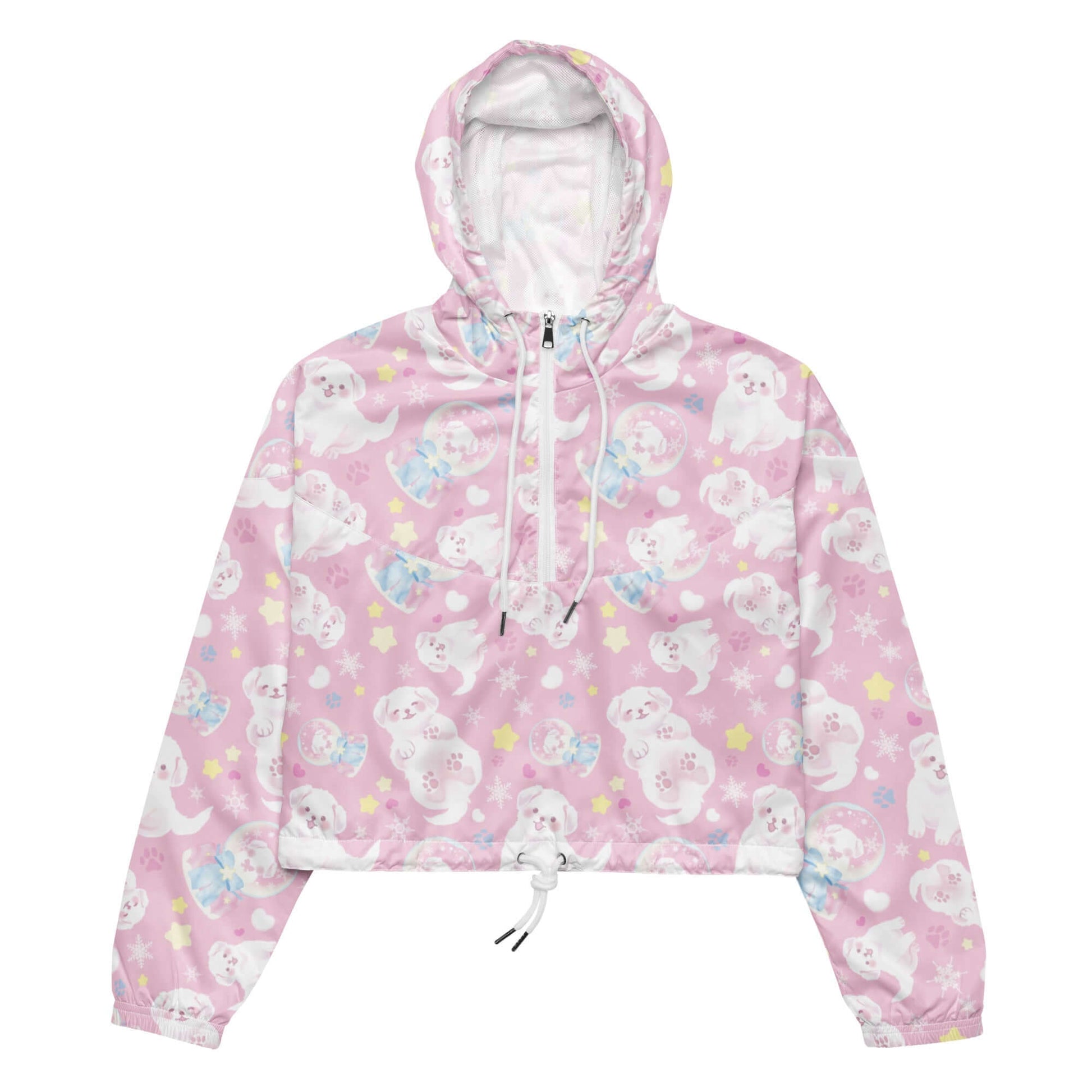 Stay stylish in the lightweight Snow Puppy cropped windbreaker, perfect for adventures and rainy days.