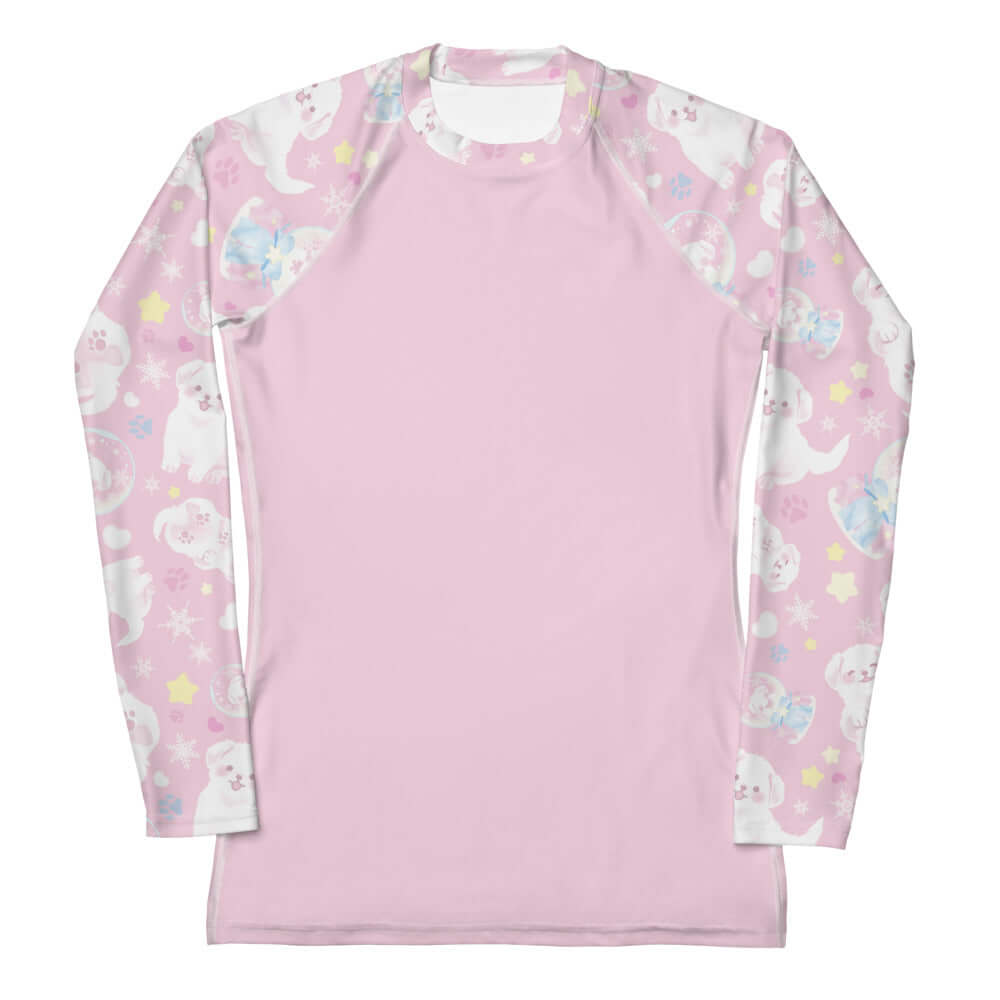 Snow Puppy Rash Guard features a playful design, perfect for active days in the sun and water sports.