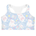 Snow Puppy Sports bra features a playful design with cute puppies, perfect for a stylish and tough workout.