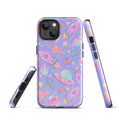 Vibrant Space iPhone® Tough Case featuring colorful planets and rockets for stylish device protection.