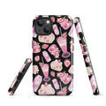 Stylish Strawberry iPhone® Tough Case features a fun pink and black dessert pattern for ultimate protection.