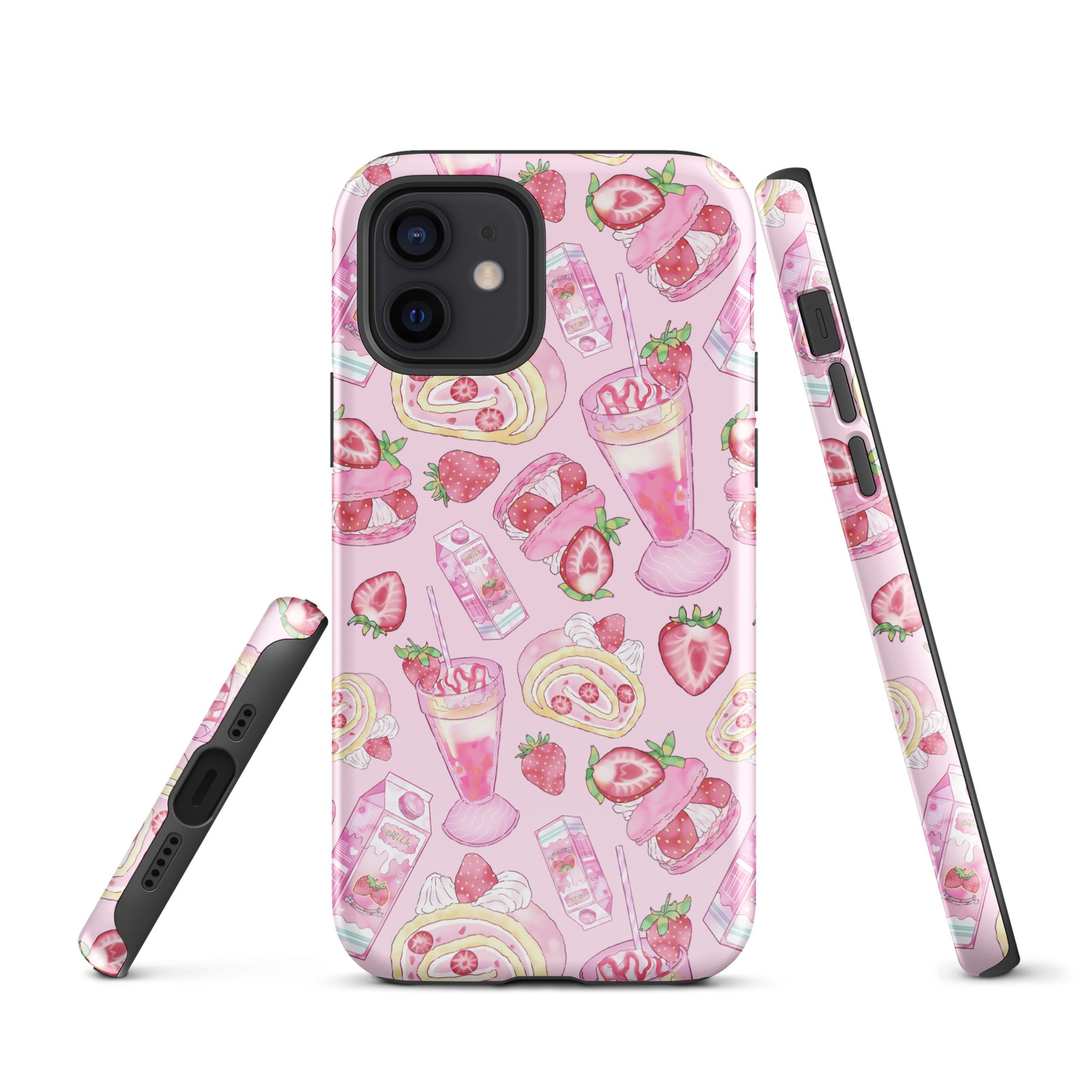 Stylish Strawberry iPhone® Tough Case features a pink dessert design for durable phone protection. Perfect for dessert lovers!