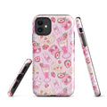 Stylish Strawberry iPhone® Tough Case featuring a fun pink dessert design for durable protection and aesthetic appeal.