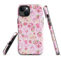 Stylish Strawberry iPhone® Tough Case features a pink dessert print for durable phone protection. Perfect for dessert lovers!