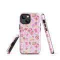 Stylish Strawberry iPhone® Tough Case in pink, featuring a fun dessert pattern and durable dual-layer protection.