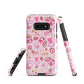 Stylish Strawberry Samsung® Tough Case in pink offers dual-layer protection for your phone and a fun dessert design.
