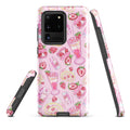 Stylish Strawberry Samsung® Tough Case in pink, designed for impact resistance and a fun dessert theme.