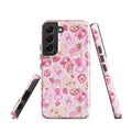 Stylish Strawberry Samsung® Tough Case featuring a pink dessert pattern for protection and flair. Perfect for dessert lovers!