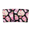 Strawberry-patterned bandeau bikini top featuring desserts and drinks for a fun summer vibe.