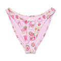 V-cut strawberry-themed bikini bottom with playful pink pattern, perfect for sunny beach days.