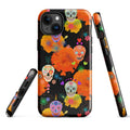 Colorful Sugar Skull iPhone® Tough Case featuring durable dual layers for stylish protection and impact absorption.