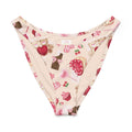 Sugar Sweetheart V-cut bikini bottom with cute dessert and teddy bear print, perfect for sunny beach days.