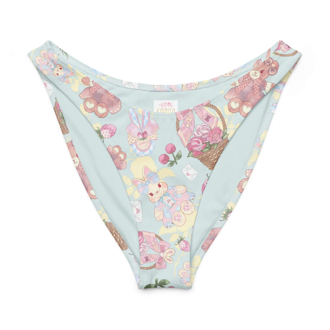 Sweet Teddy V-cut bikini bottom with playful bear and easter-themed patterns, perfect for sunny beach days.
