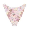 Cute Sweet Teddy V-cut bikini bottom with pastel bear and cherry print on a light background.