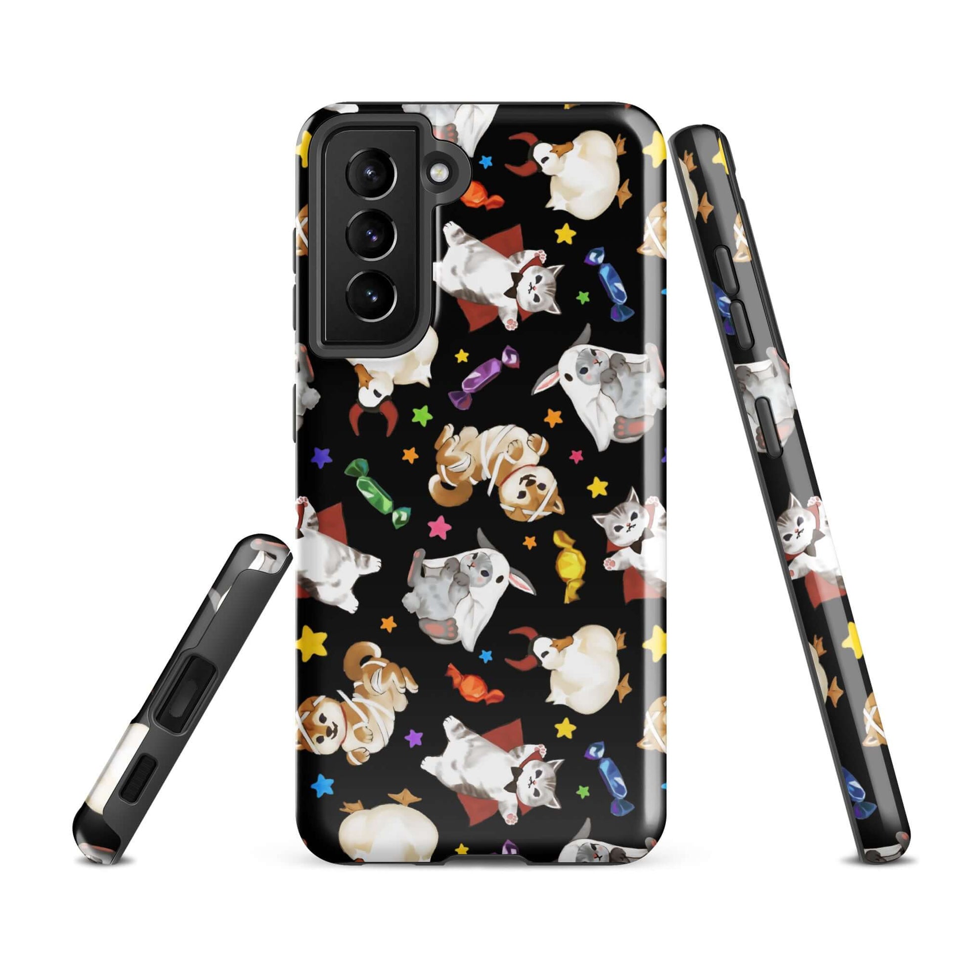 Trick or Treaters Samsung® Tough Case showcases adorable pets in costumes, ensuring style and protection for your phone.