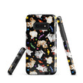 Trick or Treaters Samsung® Tough Case featuring playful pets and candies, perfect for protecting your phone stylishly.