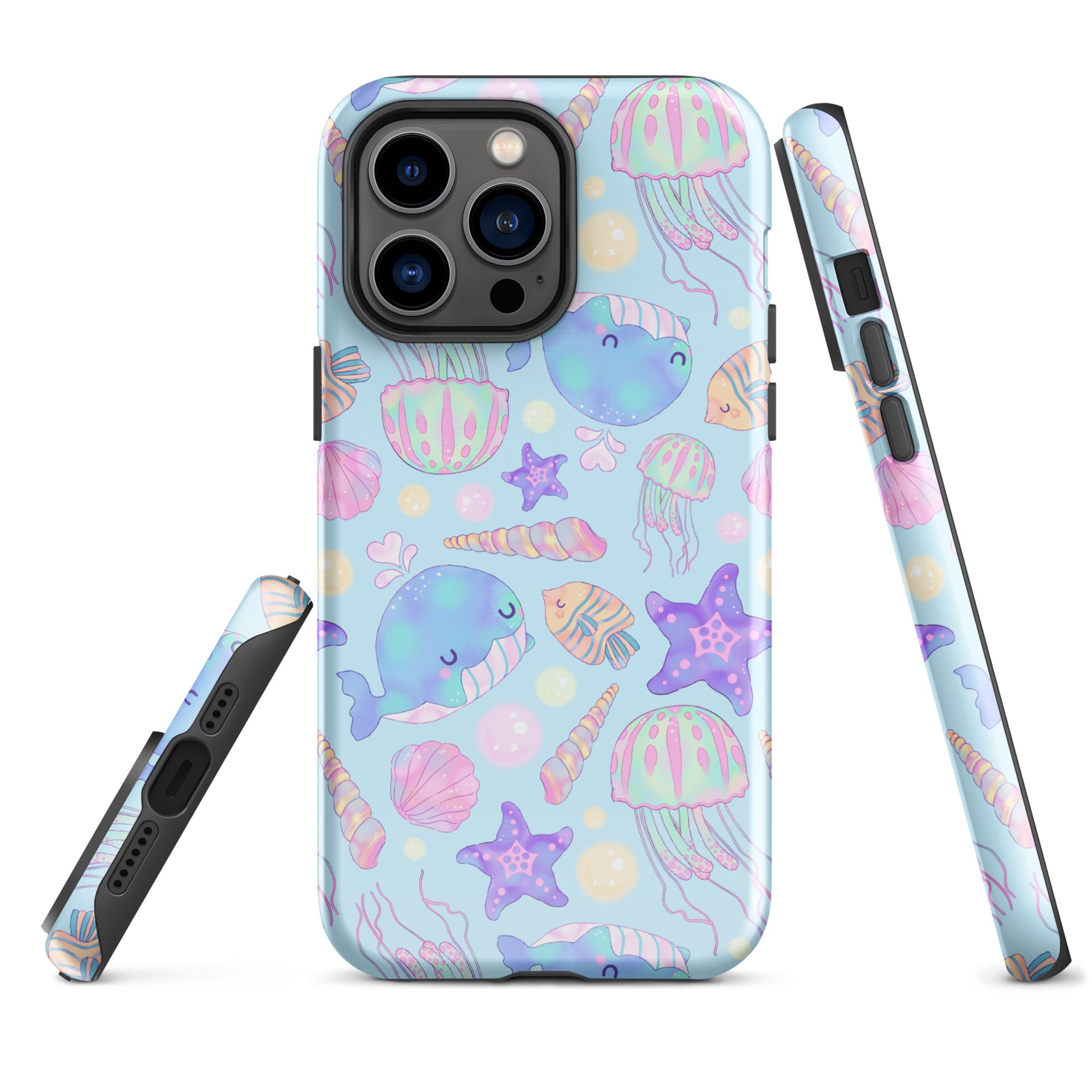 Vibrant Under the Sea iPhone® Tough Case featuring playful marine life, perfect for stylish phone protection year-round.