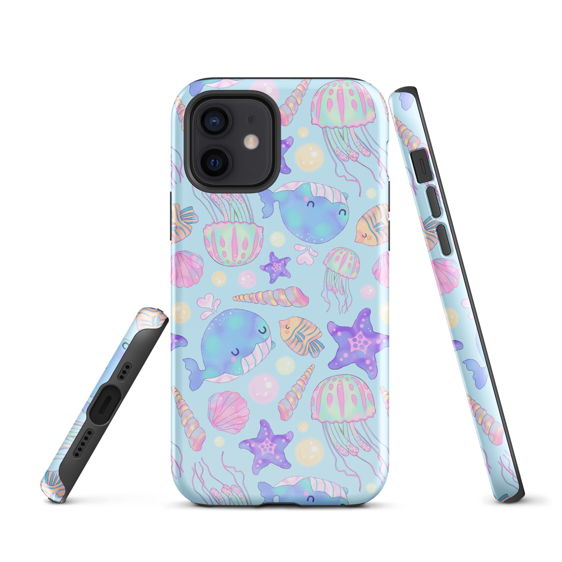 Colorful Under the Sea iPhone® Tough Case featuring whimsical marine life, combining style and protection for your phone.