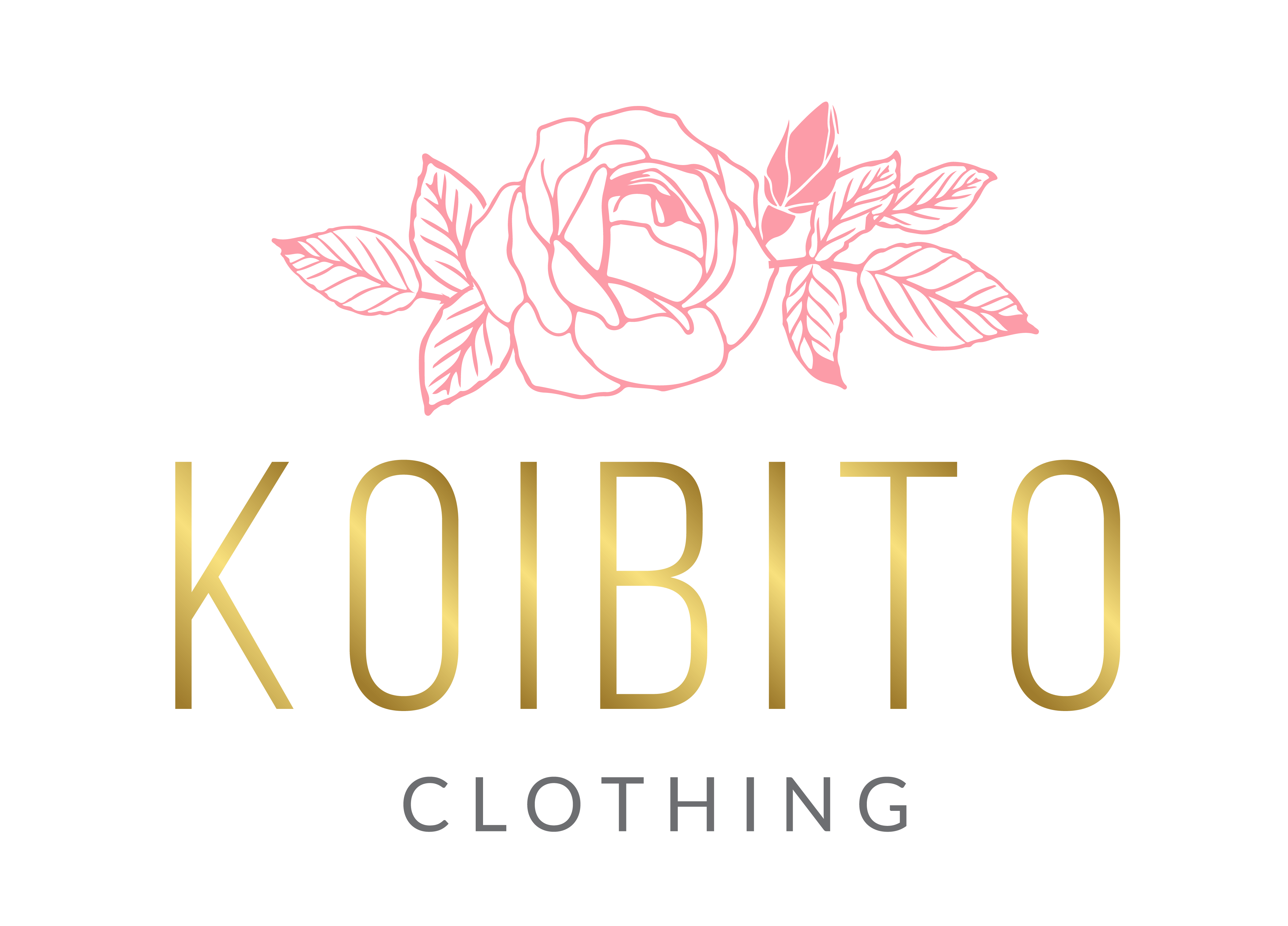 Stylish Koibito Clothing logo featuring a pink rose, perfect for kawaii fashion enthusiasts.