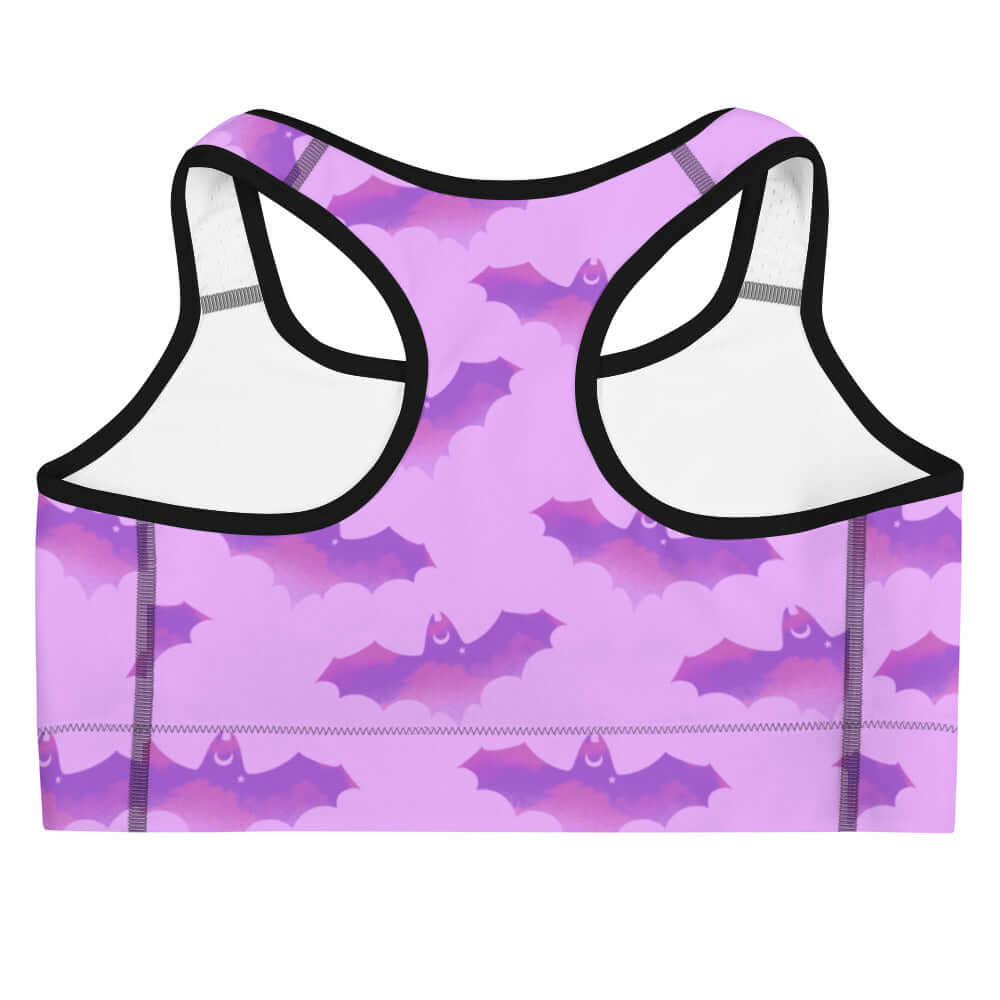 Stylish Aensland Sports bra in pink with bat print, perfect for motivation during workouts at the gym.