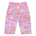 High-waisted Glitter Gains Biker Shorts with a colorful fitness print, perfect for comfort during workouts.