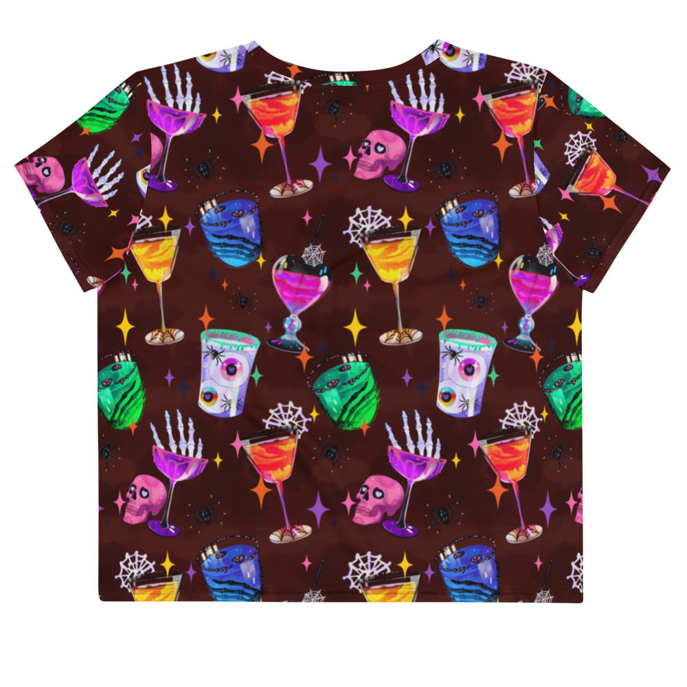 Colorful Monster Party Crop Top featuring fun designs, perfect for showcasing your inner ghoul. Soft and stylish!