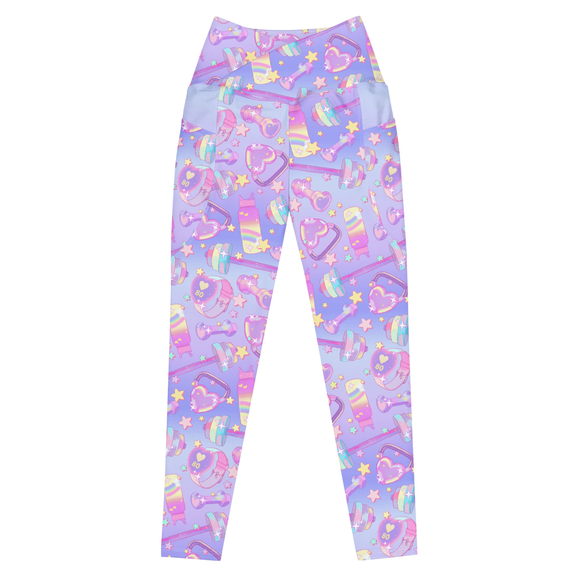 Stylish Premium Glitter Gains Leggings with a playful pastel design, perfect for workouts or casual wear.