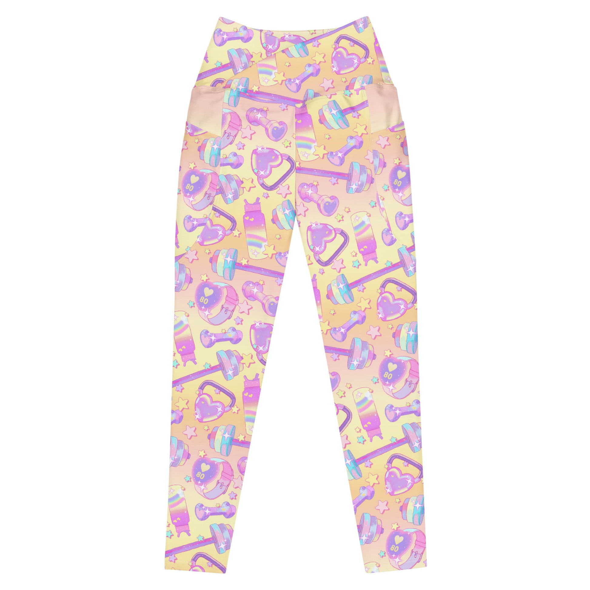 Premium Glitter Gains Leggings feature a vibrant pastel design, perfect for workouts in comfort and style.